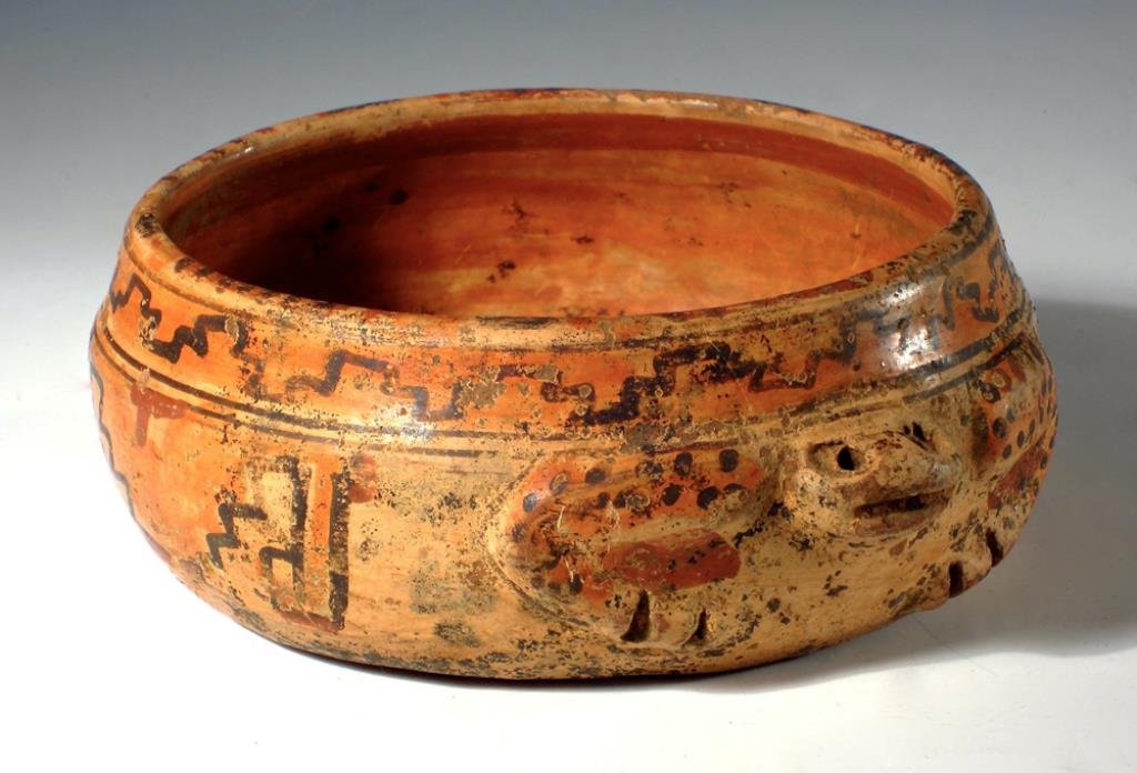 Pre-Columbian Ulua Valley Frog Dish: Ulua Valley, Honduras, ca. 550 - 850 CE. The Ulua Valley watershed is formed from several several tributaries to the Ulua River that ultimately drains into the Caribbean. Frogs seem to appear sponta