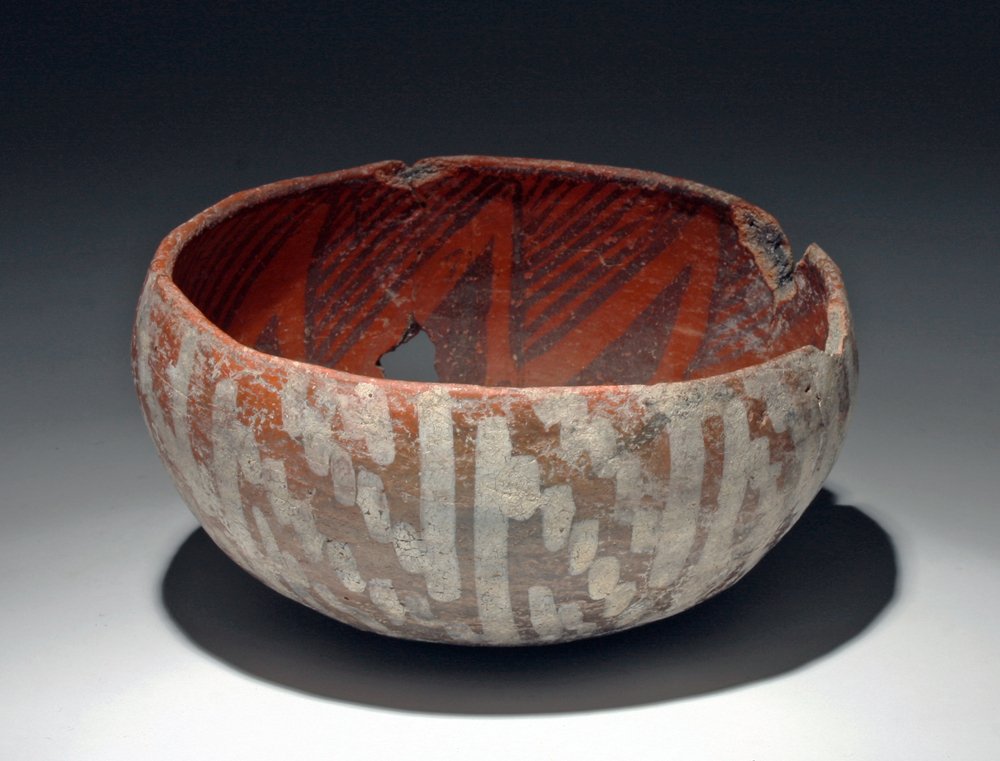 St. Johns Anasazi Black-on-Red Polychrome Bowl: Native American, North America, east central Arizona and west central New Mexico, Anasazi culture, Early/Late Pueblo III, ca. 1150-1300 CE. The Anasazi developed from an earlier culture known as the O