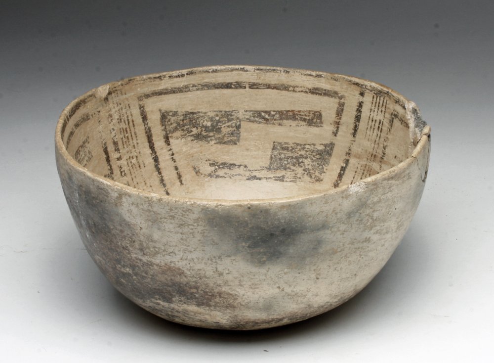 Gallup Anasazi Black on White Polychrome Bowl: Native American, North America, east central Arizona and west central New Mexico, Anasazi culture, ca. 1030-1125 CE. The Anasazi developed from an earlier culture known as the Oshara, comprised of sma