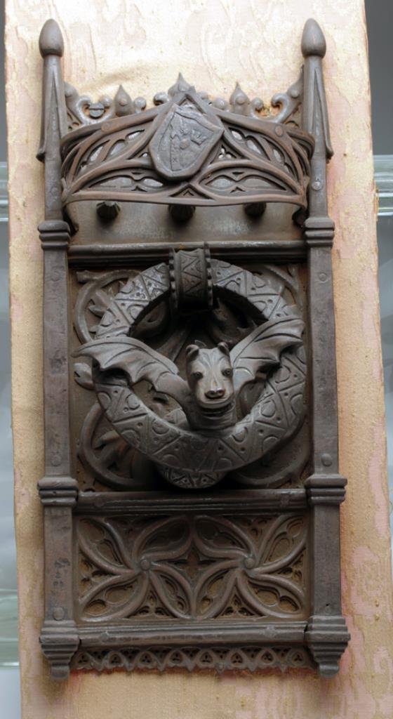 19th C. Spanish Iron Doorknocker - Bat!: Spain or Italy, late 19th / very early 20th century CE, Gothic revival. I can't tell you how many times I have argued with myself about keeping this. Looks like I lost the argument! Alas, another will