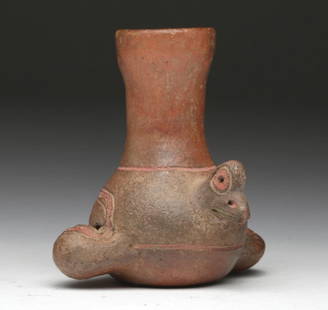 Chavin Flute / Miniature Whistle - Avian Form: Pre-Columbian, Peru, Chavin culture with Paracas influence, ca. 900-300 BCE. Chavin visual culture represents the first widespread artistic style of the Andes. This piece is unusual in that it takes