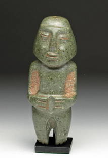 Museum-Quality Chontal Stone Figure: Pre-Columbian, Mexico, Chontal, Ca 800 to 400 BCE. As Chontal stone work goes, they really do not get much finer. The degree of workmanship, and the various details sets this as one that truly is