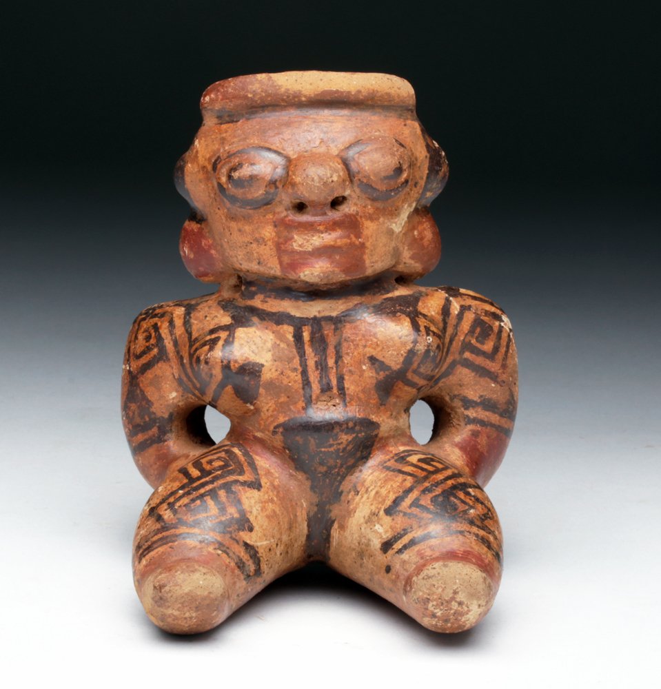 Costa Rican Nicoya Venus Figure: Pre-Columbian, Costa Rica, Guanacaste, Nicoya Region, ca. 200-600 CE. This female venus figure possesses the elegant stylings of the Guanacaste-Nicoya artisans. The striking trichromatic ceramic style