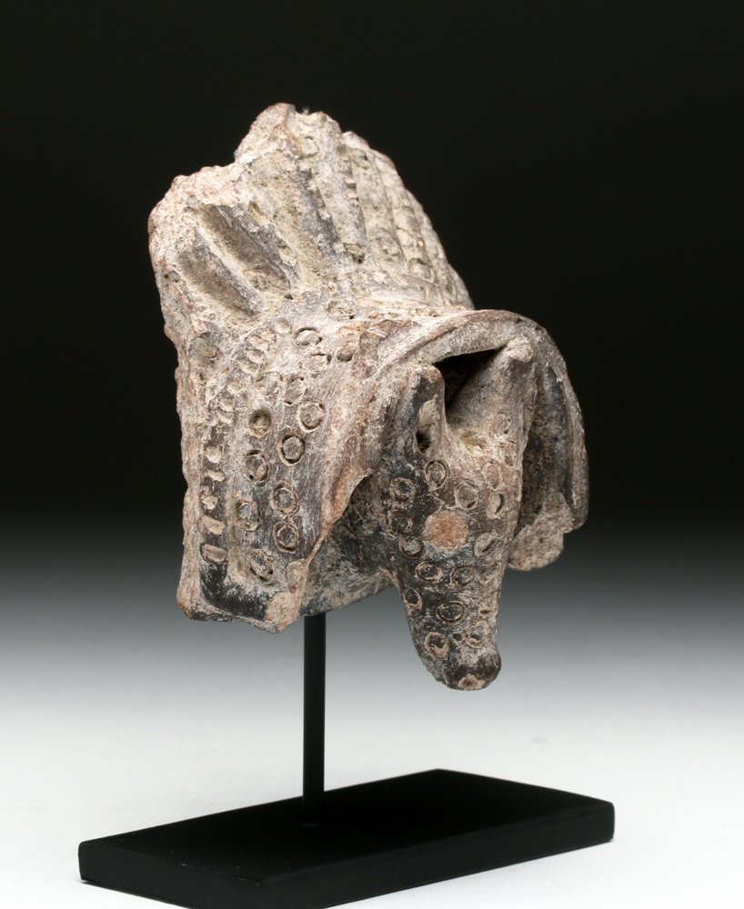 Section of Colima Pottery Jar - Armadillo: Pre-Columbian, Western Mexico, Colima region, ca. 300 BCE to 300 CE. What was once and incredible vessel is now this lovely section. Very detailed sculpture of armadillo with long ears and textured bo