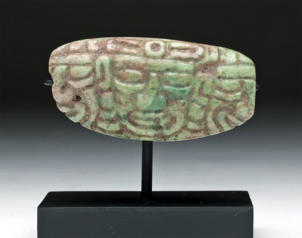 Mayan Apple-Green Jade Pendant - Lord & Two Visages (1 of 5)