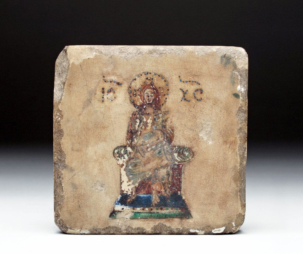 Byzantine Marble Tile - Enthroned Christ & Christogram (1 of 5)