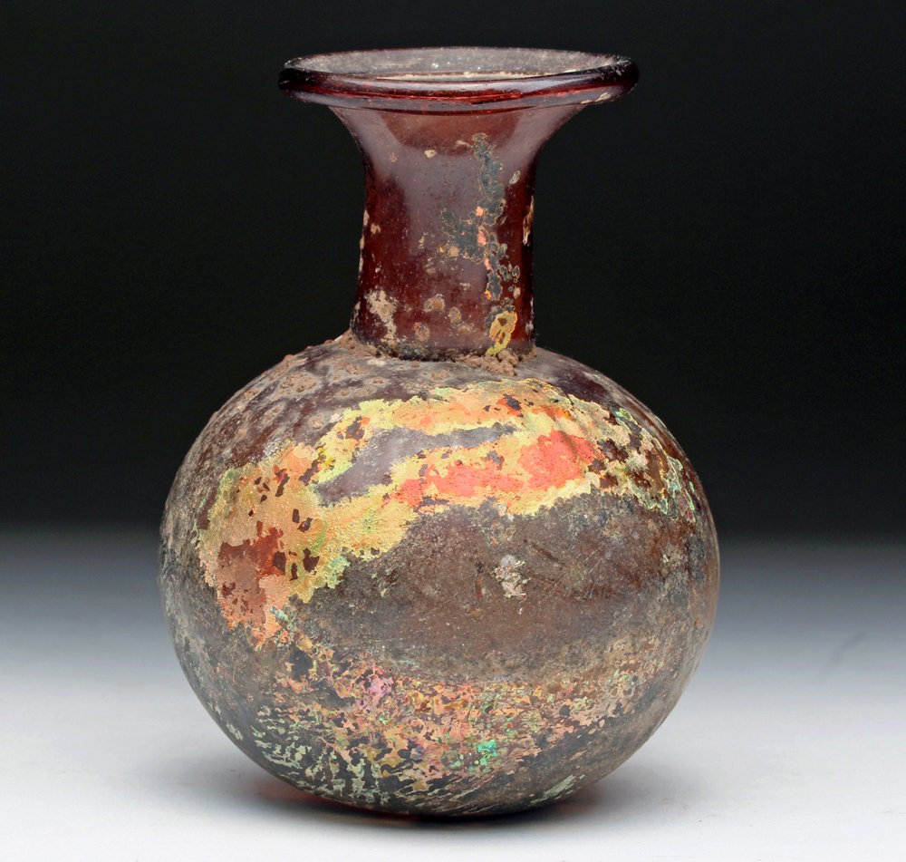 Fiery Roman Glass Vessel - Aubergine / Gold (1 of 4)