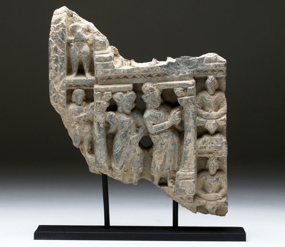 Gandharan Grey Schist Frieze - Buddhas / Attendants (1 of 5)