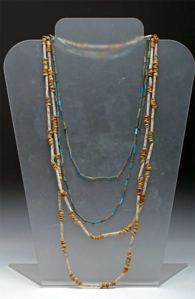 Lot of 2 Egyptian Faience Mummy Bead Necklaces (1 of 7)