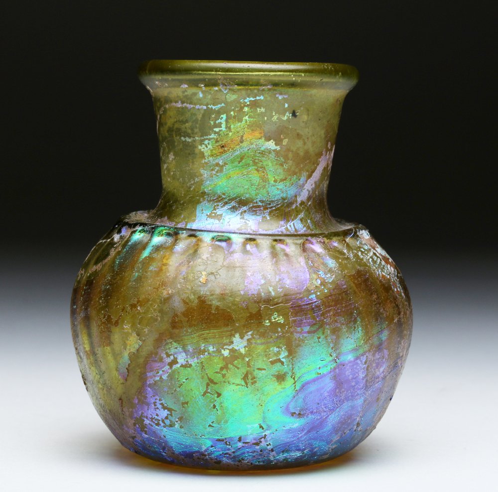 Stunning Roman Ribbed Glass Jar (1 of 6)