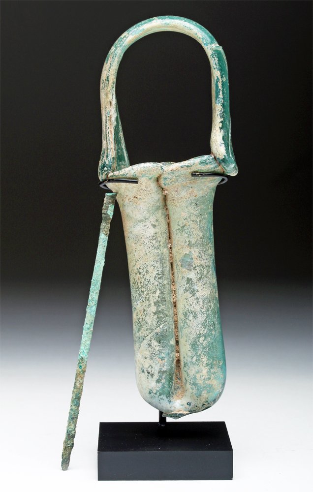 Roman Glass Balsamarium with Bronze Aplicator (1 of 7)