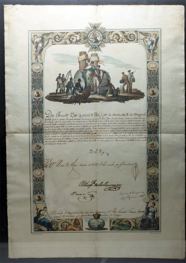 Spanish Proclamation of Knighthood - Dated 1821 (1 of 9)