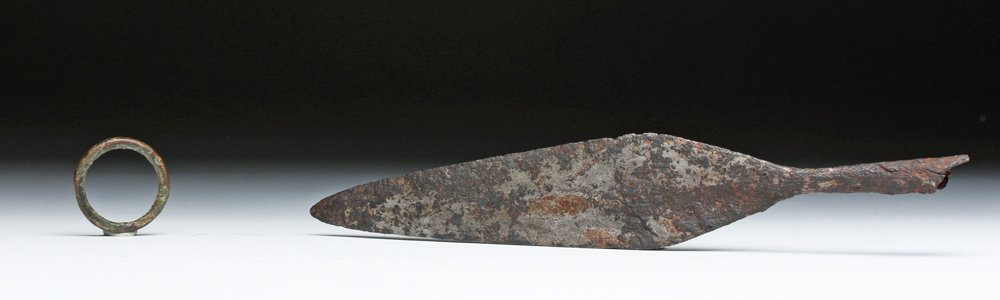 Celtic Iron Spear  Tip and Bronze Finger Ring (1 of 6)