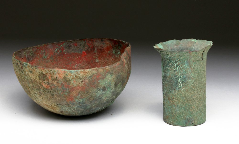 Lot of 2 Chimu Copper Vessels (1 of 3)