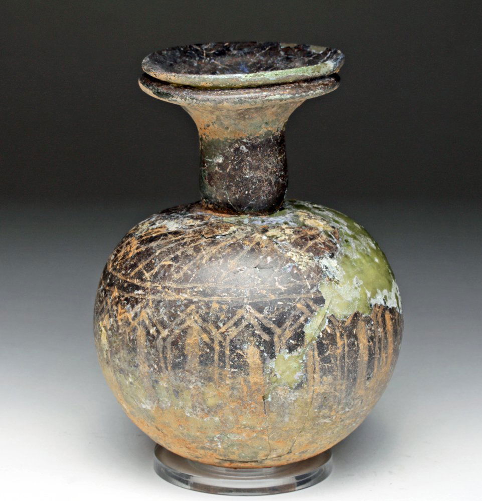 Roman Glass Sprinkler Flask, Painted Design (1 of 4)