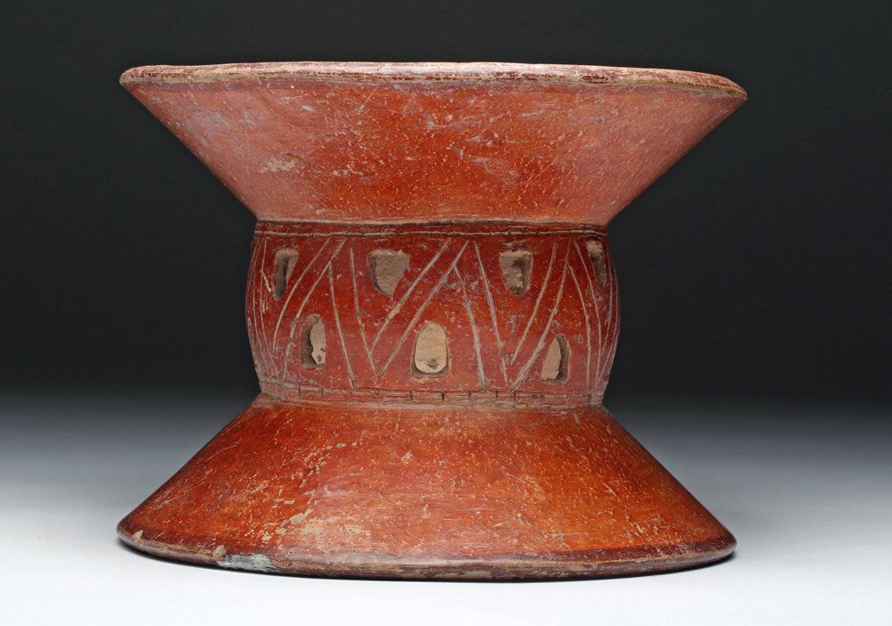 Rare Mayan Bi-chrome Ceramic Bowl Stand (1 of 4)