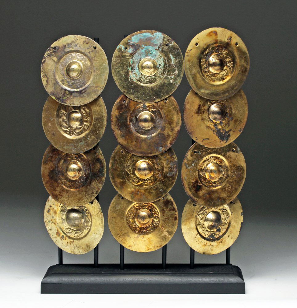 Set of 12 Chimu Gilded Copper Embossed Disks (1 of 6)