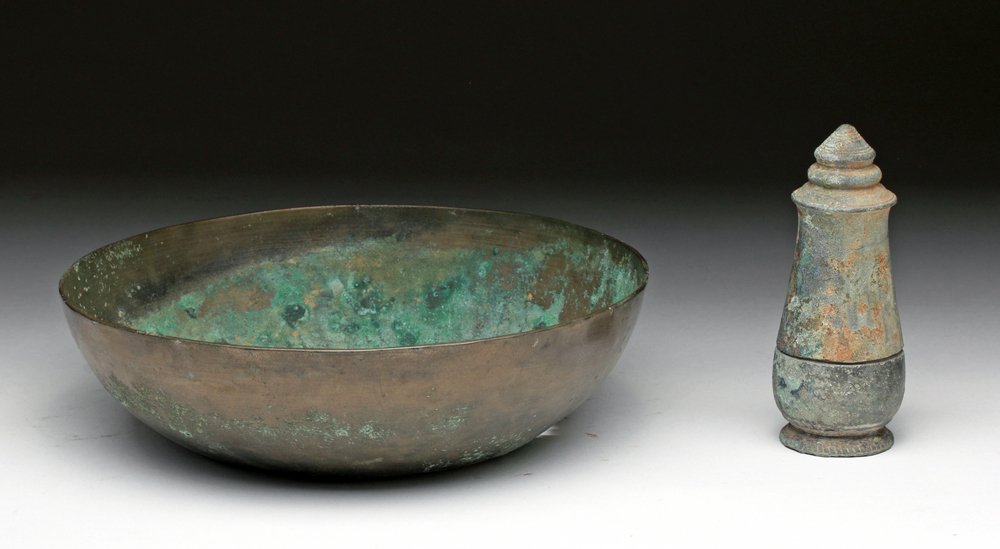 Lot of 2 Ancient Khmer Bronze Items (1 of 3)