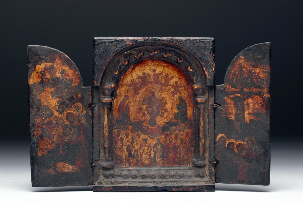 17th C. Greek 3-Panel Icon, Second Coming of Christ (1 of 7)