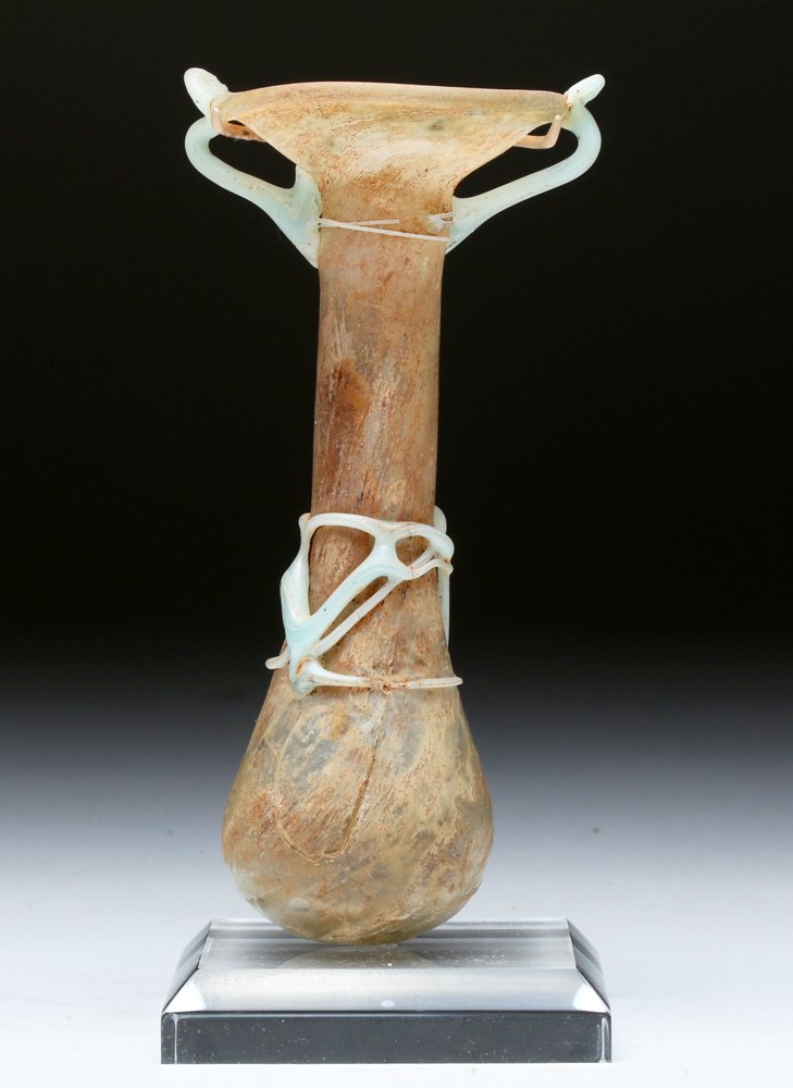 Roman Glass Jar with Light Blue Rigaree (1 of 8)