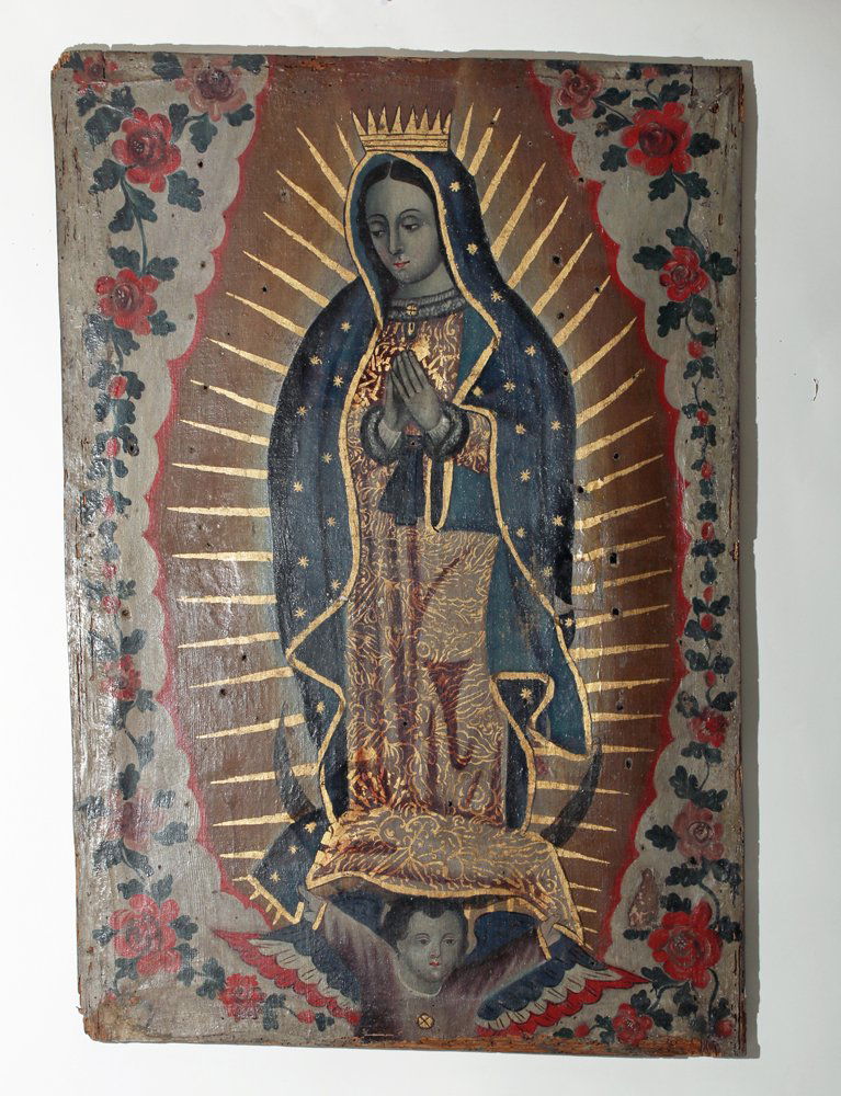 Old Spanish Painting Our Lady of Guadalupe, ex-Historia (1 of 3)