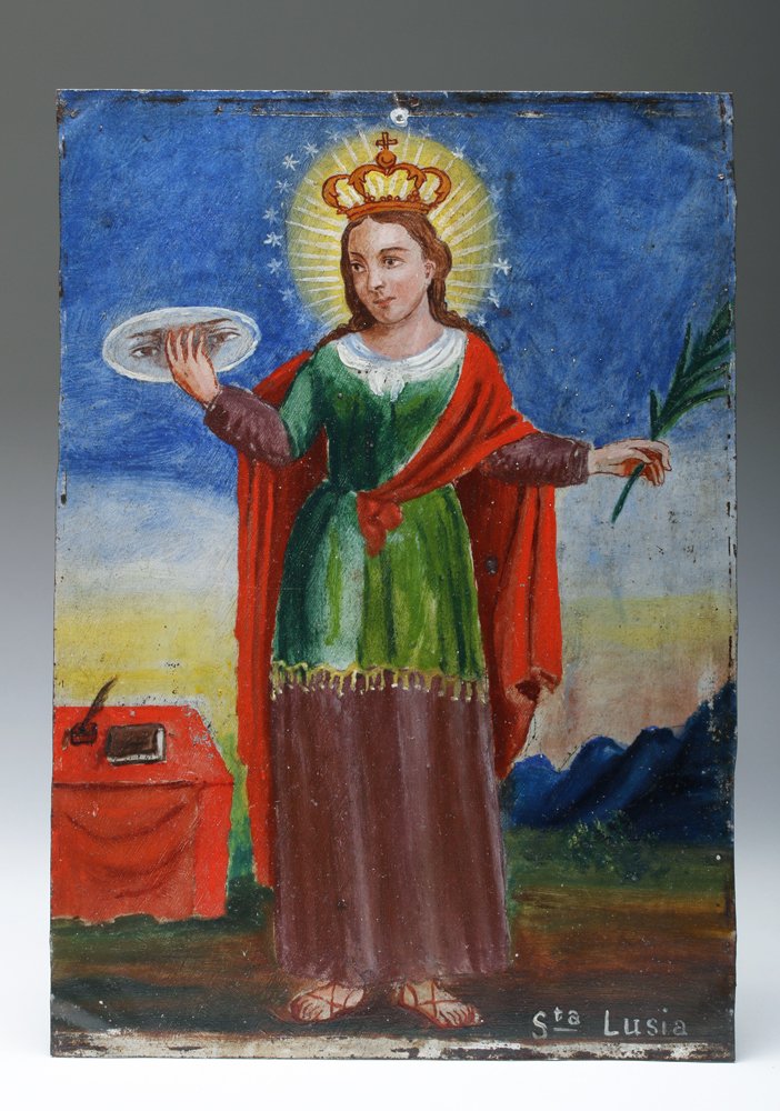 19th C. Mexican Retablo - Santa Lucia, ex-Historia (1 of 3)