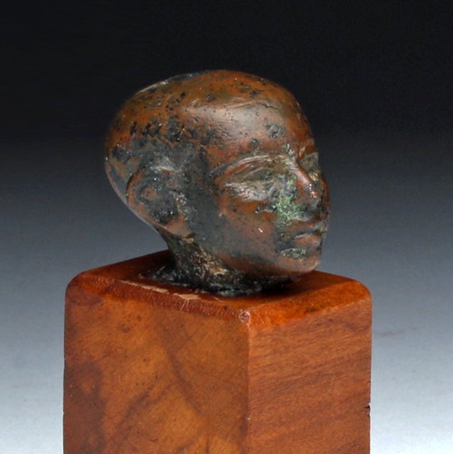 Egyptian Bronze Head of a Scribe, ex-Mitry (1 of 6)