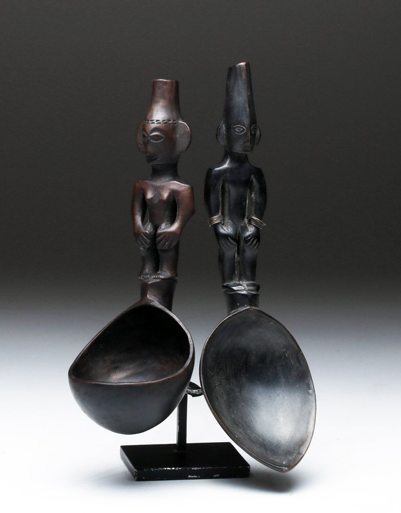 Pair 20th C. Filipino Carved Wood Spoons (1 of 4)