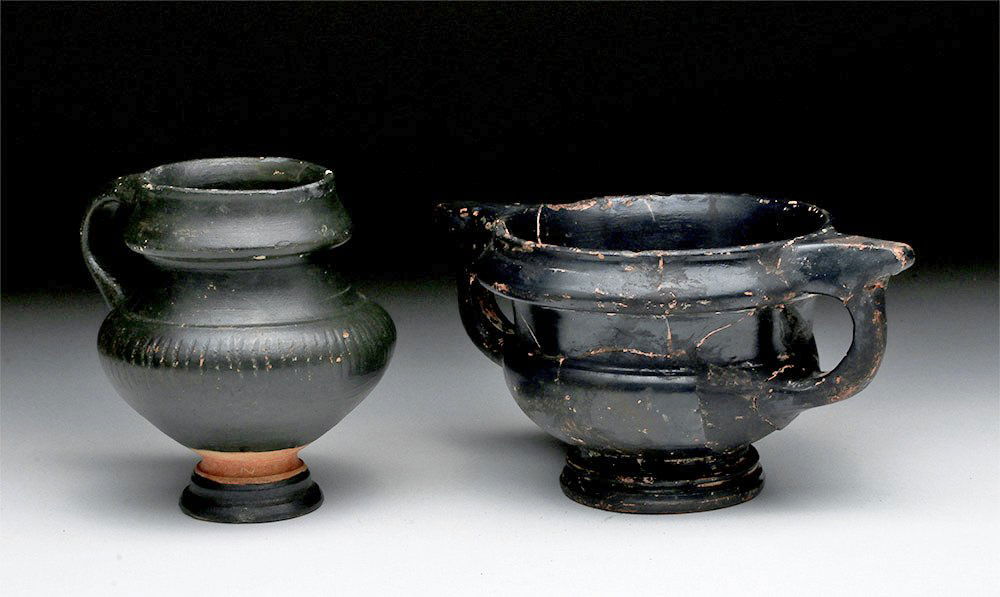 Lot of 2 Greek Blackware Vessels (1 of 9)