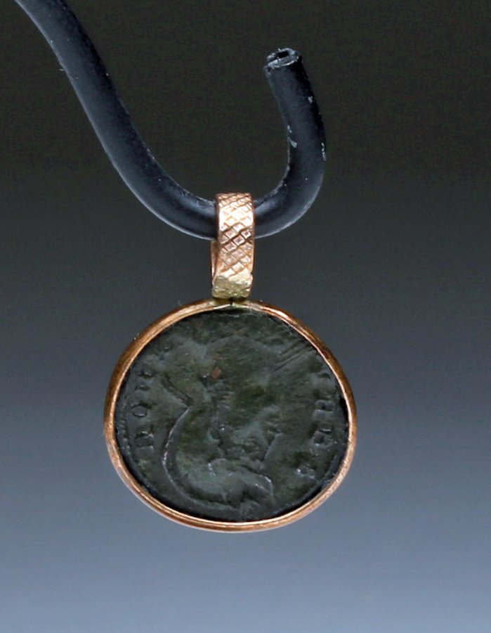 Roman Bronze Follis - Roma, Set in Pendant (1 of 2)