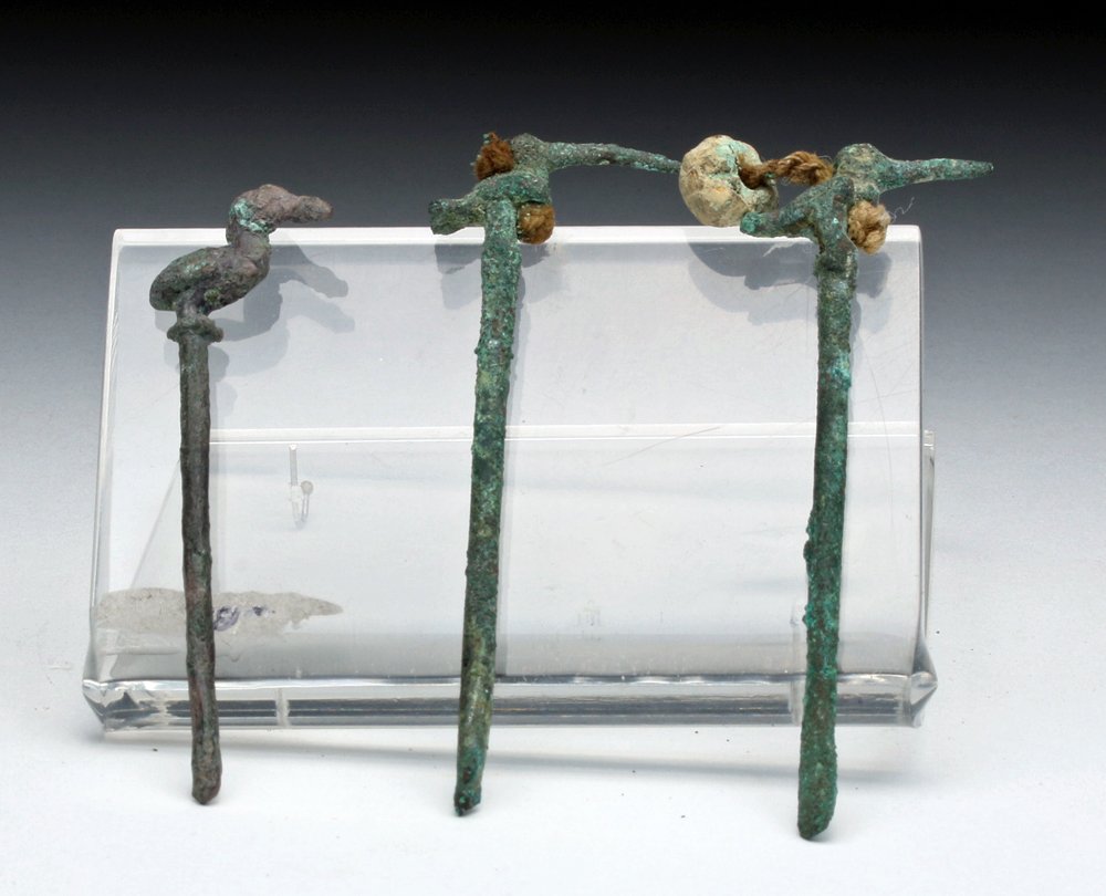 Lot of 3 Chimu Copper Lime Spoons w/ Bird Heads (1 of 2)