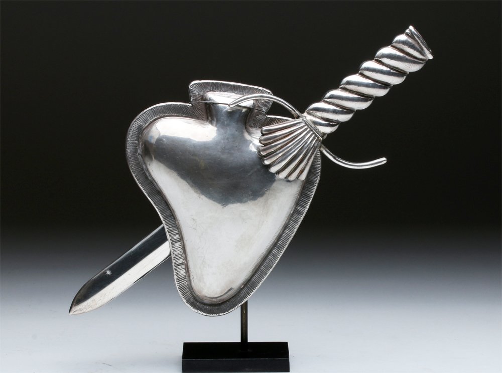 20th C. Silver Heart, Removable Dagger, ex-Historia (1 of 3)