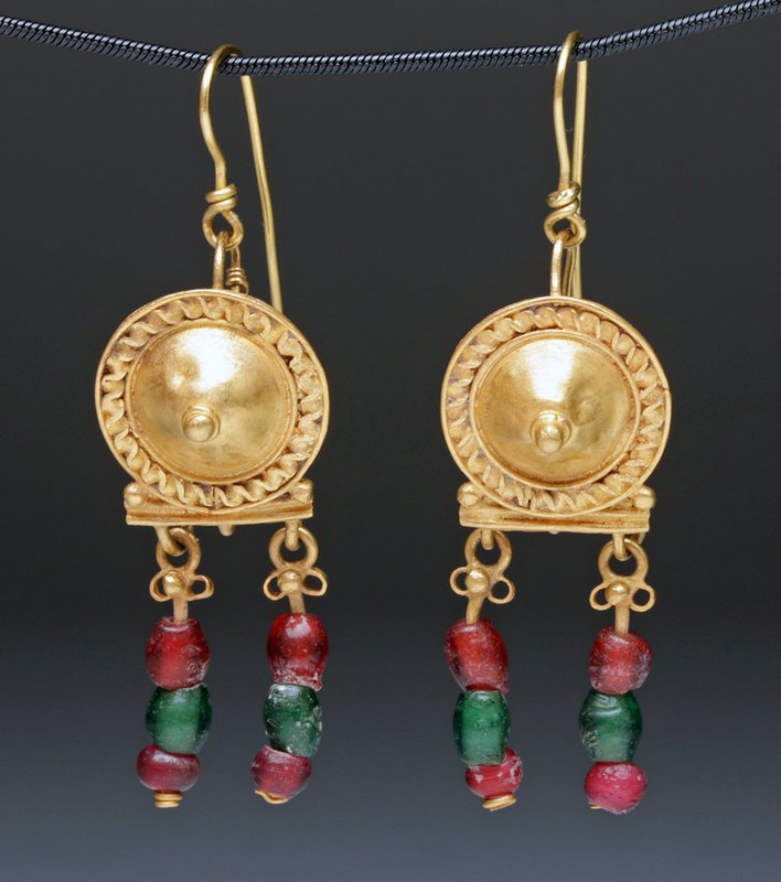 Roman 24K Gold / Ancient Glass Earrings (pr) (1 of 3)
