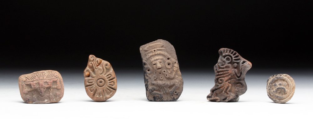 (5) Pre-Columbian Stamps - Monkey, Shaman, Quezalcoatl (1 of 6)