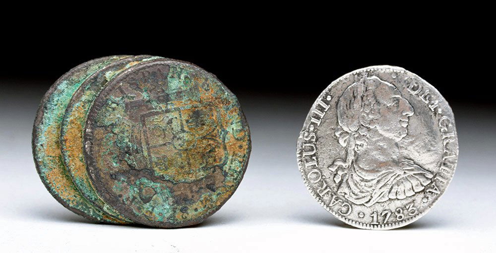 Lot of 4 Spanish Shipwreck Coins - Pieces of 8 (1 of 2)