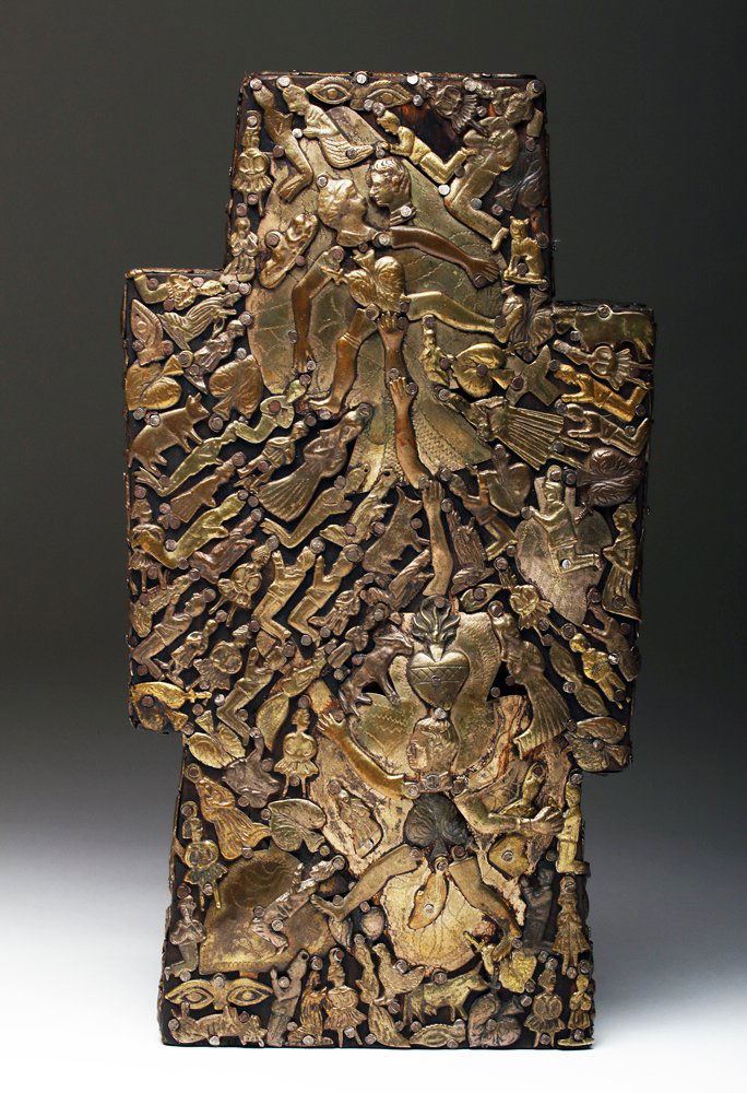 Early 20th C. Wood Cross Covered w/ Milagros (1 of 6)