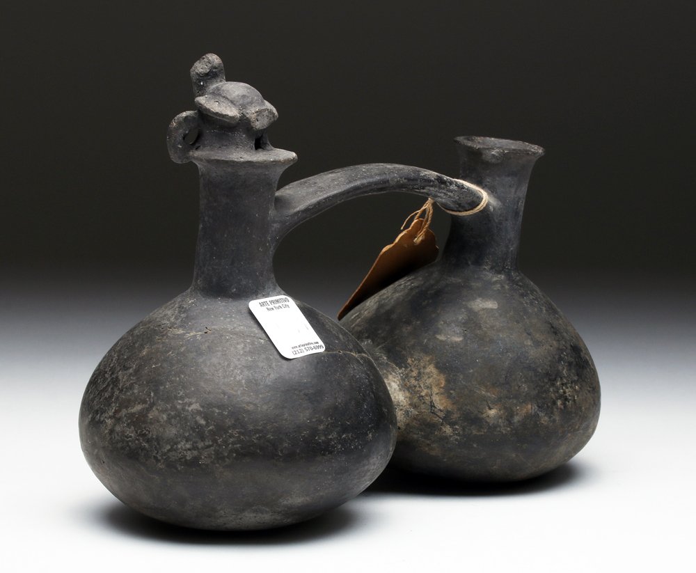 Chimu Blackware Bridge Vessel - Bird, ex-Arte Primitivo (1 of 5)