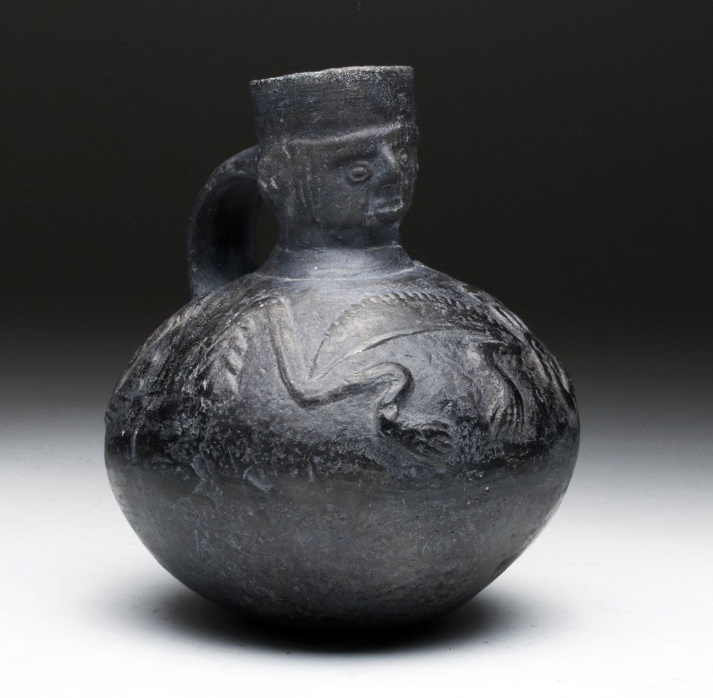 Chimu Blackware Vessel - Human & Lizards (1 of 5)