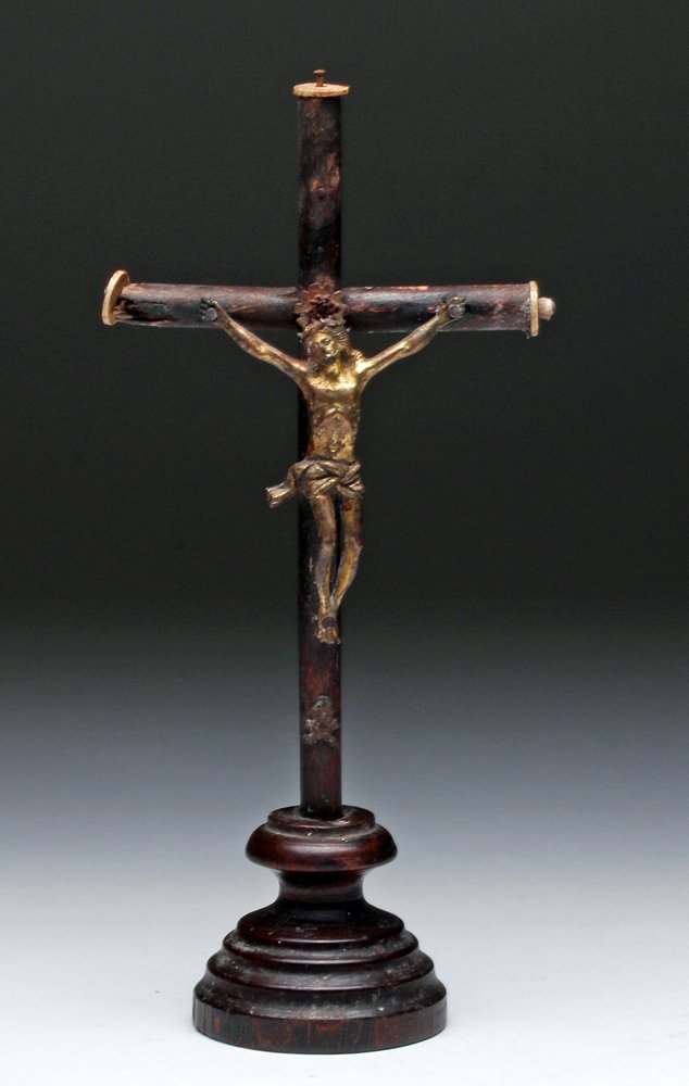 18th C.  Mexican Wood Cross, Silver Santos, ex-Historia (1 of 5)