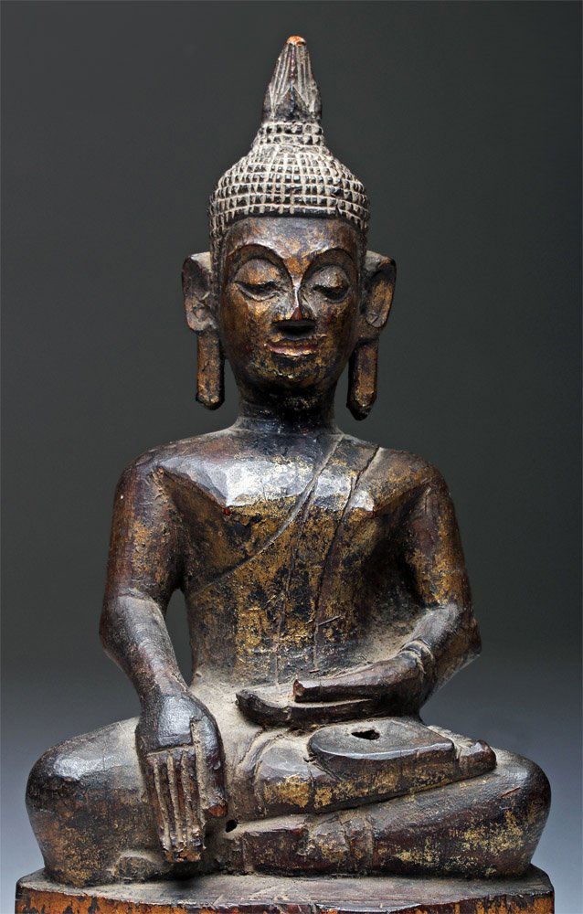 Late 19th C. Laotian Wood Buddha, ex-Historia (1 of 5)