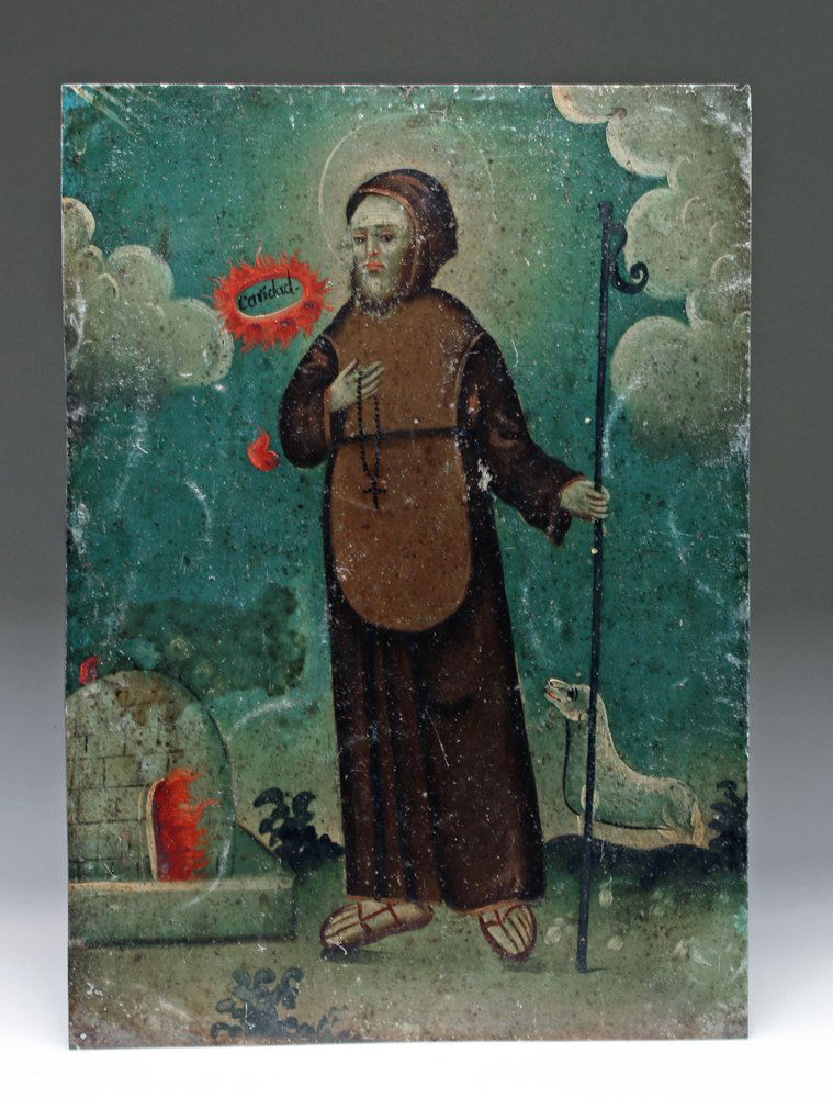 Antique Mexican Retablo - San Francisco de Paola - 1875 (1 of 3)