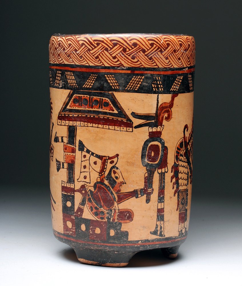 Mayan Polychrome Cylinder - Companion Spirits (1 of 4)
