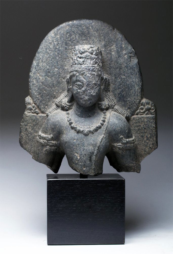 Lg. 8th C. Indian Schist Stele of Surya, Hindu Sun God (1 of 5)