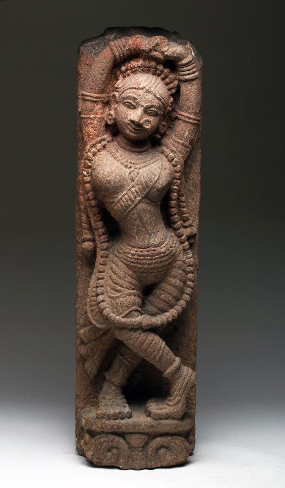 17th C. Indian Stone Voluptuous Dancing Apsara Figure (1 of 4)