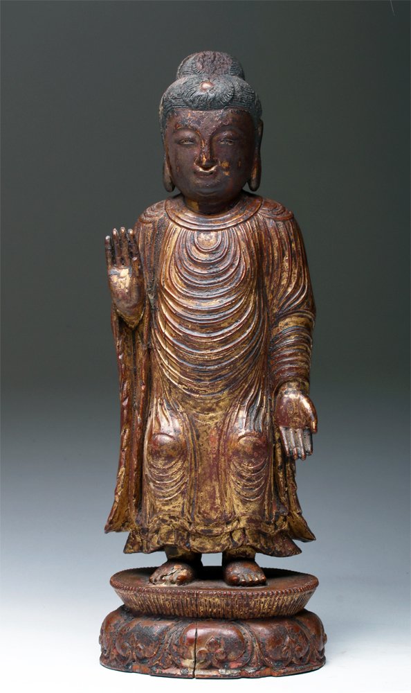 Chinese Song Dynasty Wood Standing Buddha (1 of 6)
