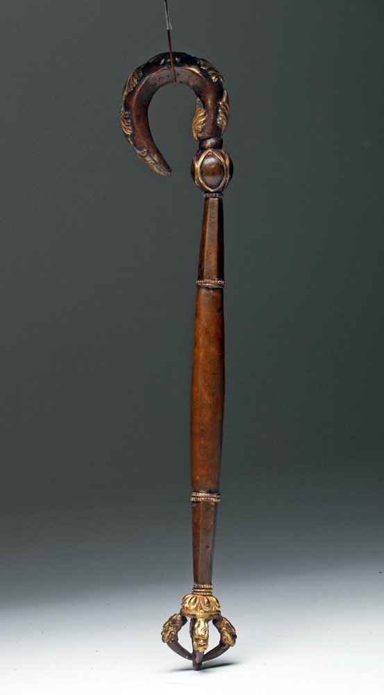 Important Tibetan Gilded Bronze Ritual Hook (1 of 7)