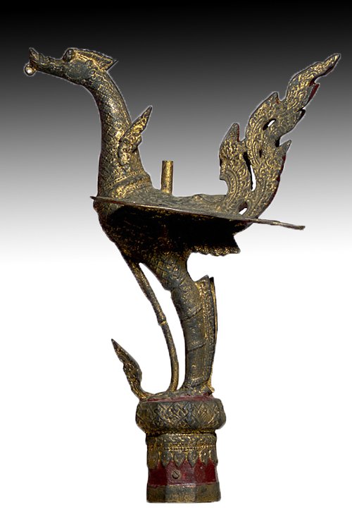 19th C. Thai Rattanakosin Gilt Lacquered Bronze Bird (1 of 3)