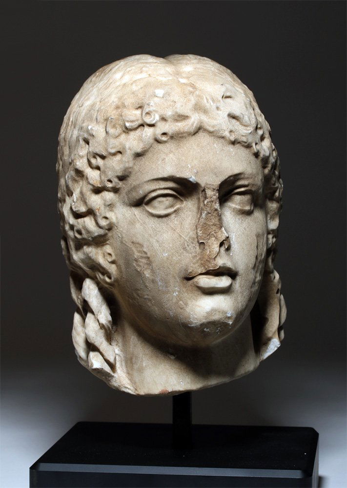 Important Lifesize+ Roman Marble Head of Apollo (1 of 9)