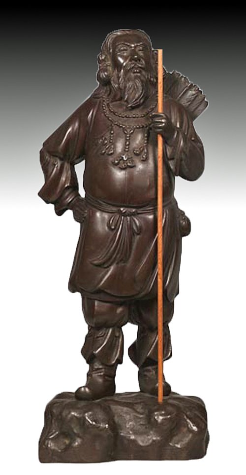 20th C. Japanese Meiji-Taisho Bronze Statue of an Ainu (1 of 2)