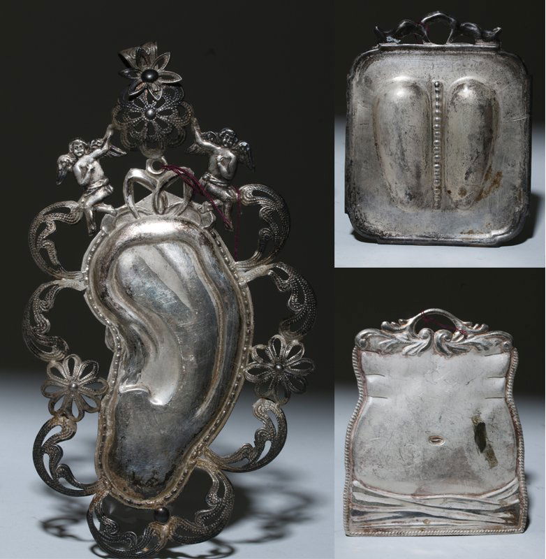 Lot of 3 Antique Silver Milagros / Religious Charms (1 of 4)